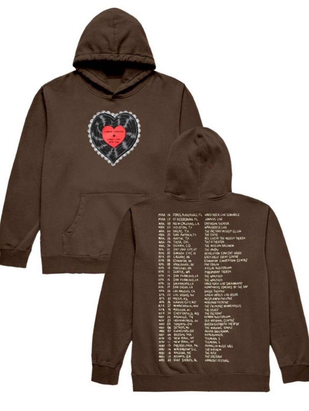 Sabrina Carpenter Emails I Can't Send Tour Hoodie Heart Graphic Merch Sz Medium
